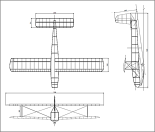【グライダー三面図】