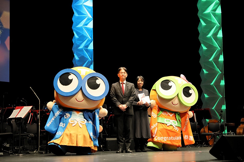 結城さん、上保部長、たっぴくん・たっぴちゃん